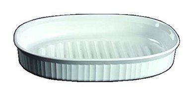 Corning Ware French White Oblong Roaster / No Lid ( 12 1/2" - 2 1/2 Quart w/ Rack ) ( F-4-B )