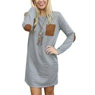 Mini Dress,Morecome Womens Long Sleeve Casual Loose Short Mini Dress (S, Dark Gray) N10