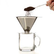 Paperless Pour Over Coffee Dripper &ndash; Stainless Steel Durable, Heat Resistant, Reusable Filter Cone &amp; Dishwasher... N5