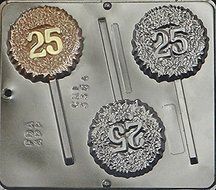 "25" 25th Anniversary or Birthday Lollipop Chocolate Candy Mold 3384