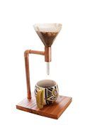 Premium Designer Copper Pour Over Coffee Maker Handmade Wood Stand Complete With Glass Dripper - The Finest Homemade...