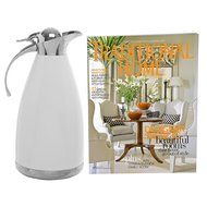 2.0L White Stainless Steel Double Wall Vacuum Insulated Thermal Carafe / Hot Coffee &amp; Tea Serving Pitcher N2