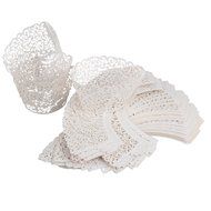 Sorive &reg; Pack of 100ps Cream Ivory Cupcake Wrappers Filigree Artistic Bake Cake Paper Cups Little Vine Lace Laser...