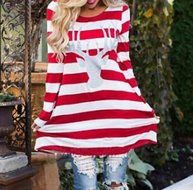 Stripe Dress,Morecome Women FashionChristmas Elk Long Sleeve Dress (XL, Red) N4