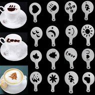 16Pcs Creative Cappuccino Coffee Barista Stencils Template Strew Pad Duster Spray Art N2