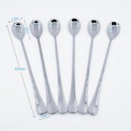 DLAND Pack of 6 Stainless Steel Spoon, Long-handled Great Circle Coffee Spoon N11