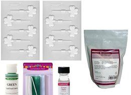 LorAnn Oils Shamrock Lollipop Hard Candy Making Kit, Bundle of 2 Clover Molds, Hi-Sweet Powdered Corn Syrup, 1...
