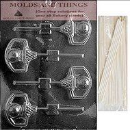 BASKETBALL &amp; NET LOLLY Sports Chocolate Candy Mold With &copy; Molding Instruction + 25 Lollipop Sticks