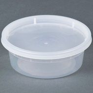SunnyCare&reg; 8 oz.Microwavable Translucent Plastic Deli Container with Lid -(Case of 250) N2