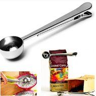 Megan Split Multifunction Premium Stainless Steel Coffee Scoop and Tea Scoop with Integrated Bag Clip N2