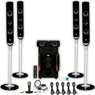 Acoustic Audio AAT1000 Tower 5.1 Speakers with USB Bluetooth Optical Input Mic and 5 Extension Cables