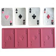 LYNCH A Poker Cards Design Fondant Cake Mold Soap Chocolate Mould For Kitchen Baking,Pink N3