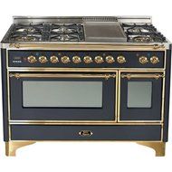 Ilve UM120FDMPM 48" Dual Fuel Range with Griddle 7 Semi-Sealed Burners Multi-Function European Convection Oven...