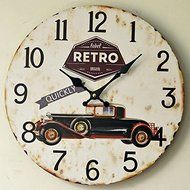 Retro Bubble Car Large Wall Clock Decorative Mute Wood Circular Clocks hotel restaurant Home Decoration N3