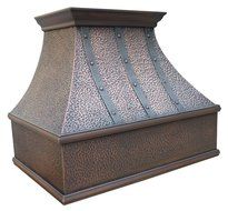 Copper Best H7 362130HT Copper Stove Vent Hood with Decorative Stripes and Rivets Liner and Internal Motor Included N2