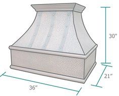 Copper Best H7 362130HT Copper Stove Vent Hood with Decorative Stripes and Rivets Liner and Internal Motor Included N3