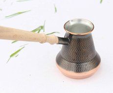 Solid Copper Armenian Turkish Greek Arabic Coffee Pot Maker Cezve Jezve Jazve Ibrik Briki with Wooden Handle (... N3