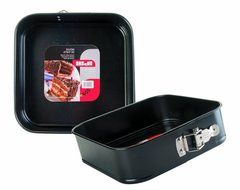 square springform cake pan tin mould WITH SPRING CLASP non sick coated 24 x 24 cm