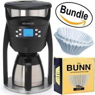 Behmor Brazen Plus Temperature Control Coffee Maker Brew System & BUNN BCF100-B 100-Count Basket Filter (Bundle) N6