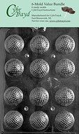 CybrTrayd S051-6BUNDLE Golf Balls 3D Chocolate Candy Mold with Exclusive Copyrighted Chocolate Molding Instructions