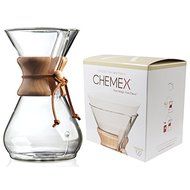 Chemex Classic Wood Collar and Tie Glass 8-Cup Coffee Maker with 100 Count Bonded Circle Coffee Filters