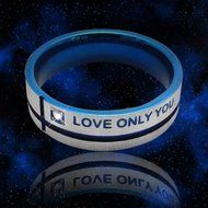 Polytree Unisex Blue "Love Only You" Cross Titanium Steel Engagement Wedding Band Ring (7) N7