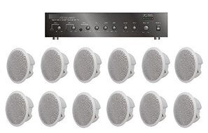 Large Restaurant/Bar/Retail Store Business Background Music Sound System- Amplifier, 12 Speakers + N3