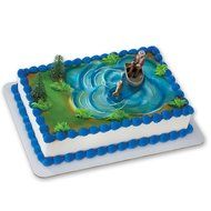 Fisherman with Action Fish DecoSet Cake Decoration