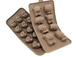 Set 2 silicone Chocolate Candy Molds; 1 Hearts mold and 1 mold of Hippos/Lions/Bears. Ice cubes, Candies, Gummies... N8