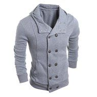 Men's Blouse,Laimeng Cotton Blend V-Neck Fashion Autumn Winter Hooded Sweater Top Blouse (M, Gray) N8
