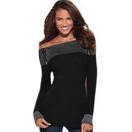 Women's Blouse,Laimeng Cotton Blended Fashion Casual Off Shoulder Zipper Long Sleeve Tank T-Shirt Tops Blouse...