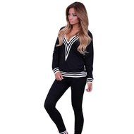 Sweatshirt Set,Morecome Women Sweatshirt V Neck Long Sleeve Blouse Long Pants Outfit (XL, Black) N3