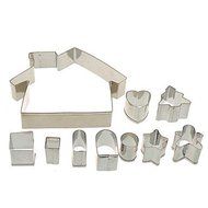 Sher 10PCS Stainless Steel Gingerbread House Cookie Cake Cutters Biscuit Bread Moldelling Mold Baking Set N2