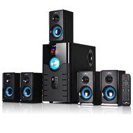 beFree Sound 5.1 Channel Bluetooth Home Stereo System with USB and SD Slots-Blue