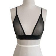 PHOTNO Women Hollow Bralette Bra Unpadded Mesh Lined Crop Top Bustier N5