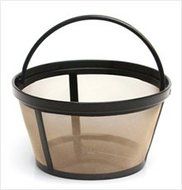 Permanent Basket-Style Gold Tone Coffee Filter designed for Mr. Coffee 10-12 Cup Basket-Style Coffeemakers (1, A)