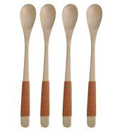 Miraclekoo Wooden Coffee Tea Spoon with Line Long Handle Mixing Spoon,7.5- Inch, 4 Psc N2