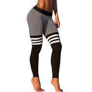 PHOTNO Women Fitness Yoga Leggings High Waist Stripe Patchwork Skinny Push Up Pants N15