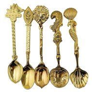 Shangrui Creative Retro Coffee Scoops, Stirring Spoon, Sugar Spoon, Soup spoon,Tea Spoon 5pcs Sets(Gold) N2