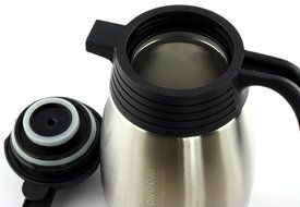 BOBOROOM 600ml Double Wall Vacuum Insulated 304 Stainless Steel Thermal Carafe / Coffee Pot, with Thumb Press... N6