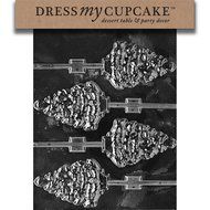 Dress My Cupcake DMCC038 Chocolate Candy Mold, Tree Lollipop, Christmas