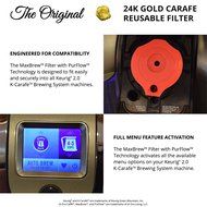 MaxBrew 24K Gold Reusable K-Carafe Filter for Keurig 2.0 - K-Cup Reusable 4-5 Cup Carafe Filter for Keurig 2.0 N6