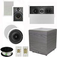 Theater Solutions 5.1 Home Theater 8" and 6.5" Speaker Set with Center, 12" Powered Sub and More TS6W8CL51SET6