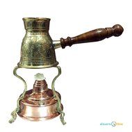 Turkish Greek Arabic Spirit Coffee Pot Cezve Ibrik Briki with Wooden Handle