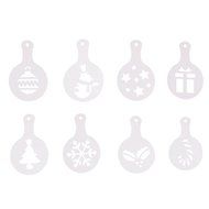 Christmas Designs PP Plastic Coffee Flowers Die Fancy Coffee Printing Template Model Milk Foam Spray Tool 8PCS... N37