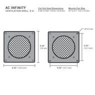 AC Infinity White Ventilation Grill 6", for PC Computer AV Electronic Cabinets, replacement grill for AIRPLATE...