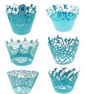 Bilipala Blue Cupcake Wrappers, Lace Cupcake Wrappers, Cupcake Liners, Pack of 60 N4