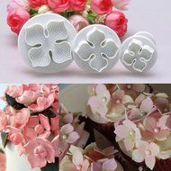 Ninewell 3pcs Hydrangea Laurustinus Flower Fondant Cookie Cake Decorating Sugarcraft Plunger Cutters DIY Mold N7