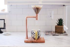 Premium Designer Copper Pour Over Coffee Maker Handmade Wood Stand Complete With Glass Dripper - The Finest Homemade... N2