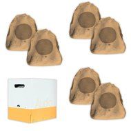 Acoustic Audio B4RS Sandstone Rock Speakers 3 Pair Pack and Wire Outdoor Weatherproof
